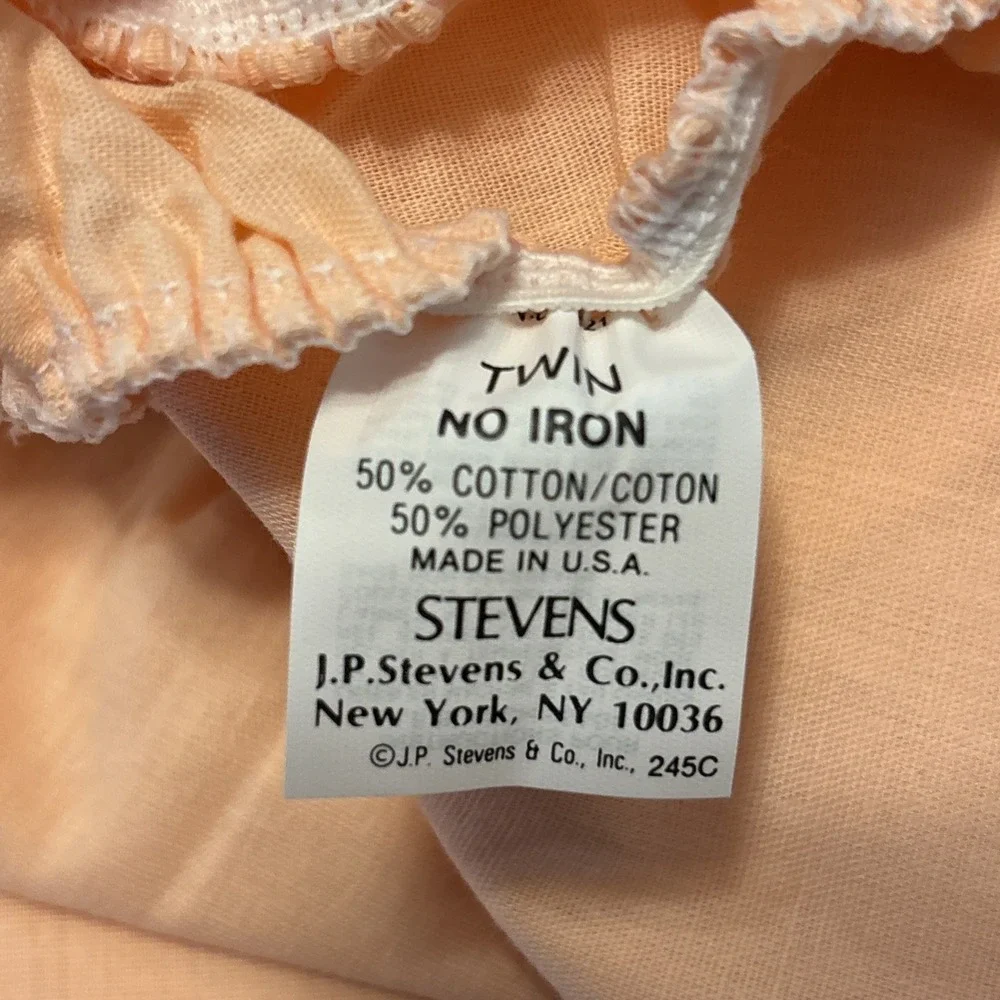 Vtg J.P. Stevens Utica Percale‎ Twin Fitted Sheet & Pillow Case Peach New